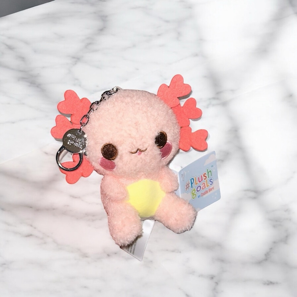 COPY - Cuddle Barn Plush Axolotl Mini Keychain Pink & Yellow